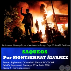 SAQUEOS - Por MONTSERRAT ÁLVAREZ - Domingo, 07 de Junio de 2020